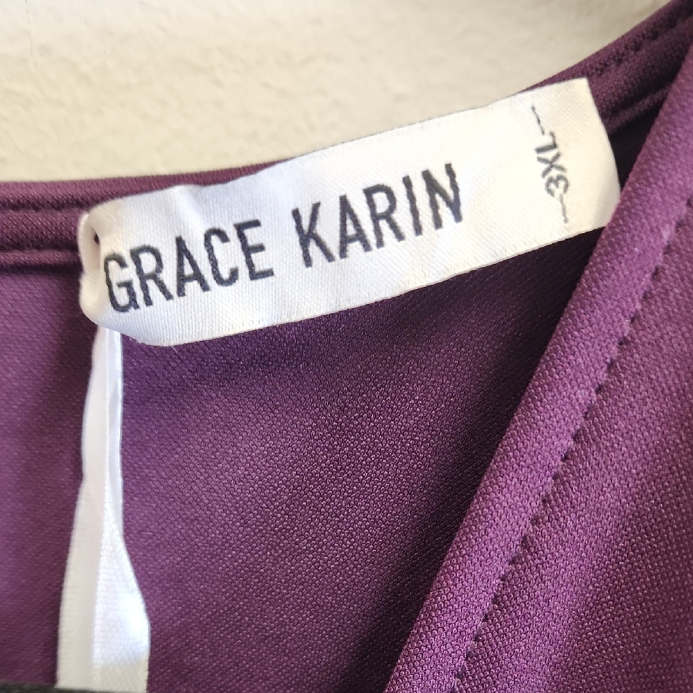 Grace Karin Asymmetrical Purple and Black Dress - Picture 2 of 4